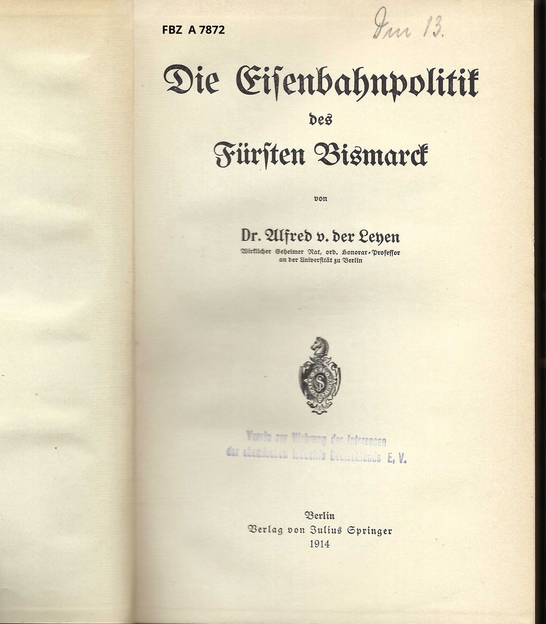 Bild von Die Eisenbahnpolitik des Fürsten Bismarck