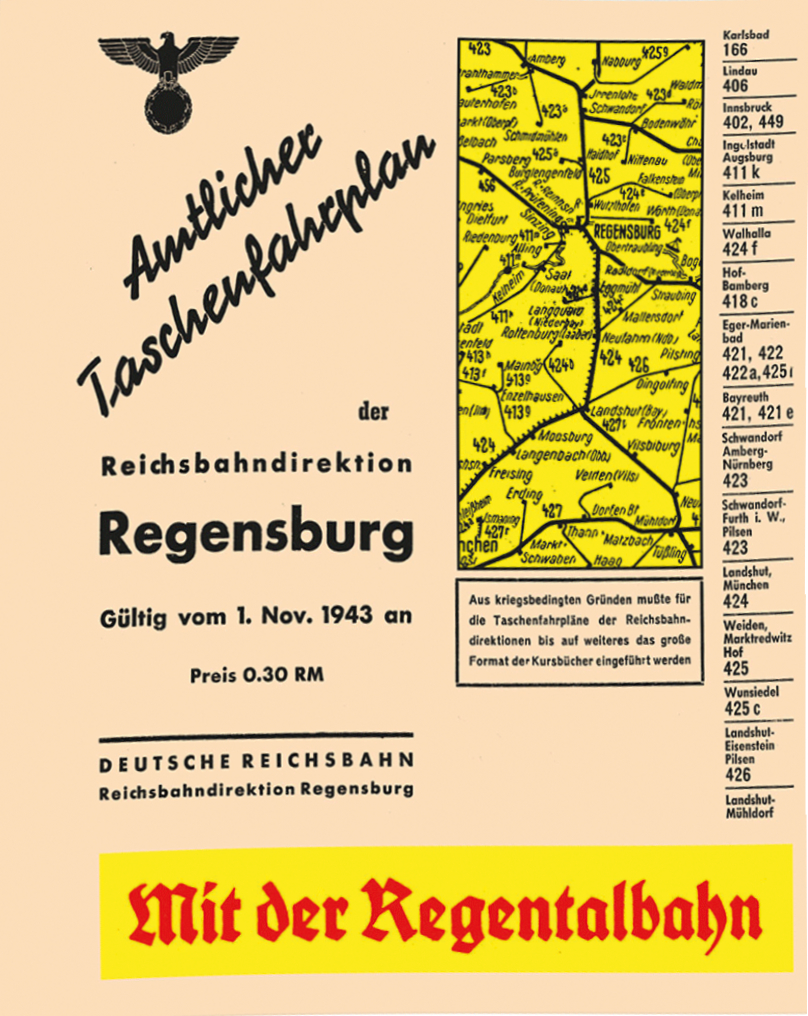 Bild von Amtlicher Taschenfahrplan Regensburg 1943