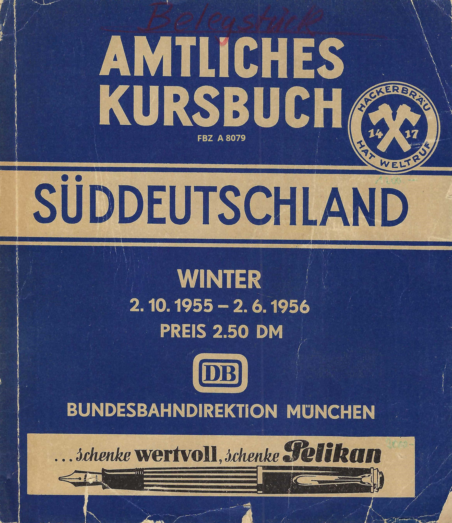 Bild von Amtliches Kursbuch Süddeutschland Winter 1955/56