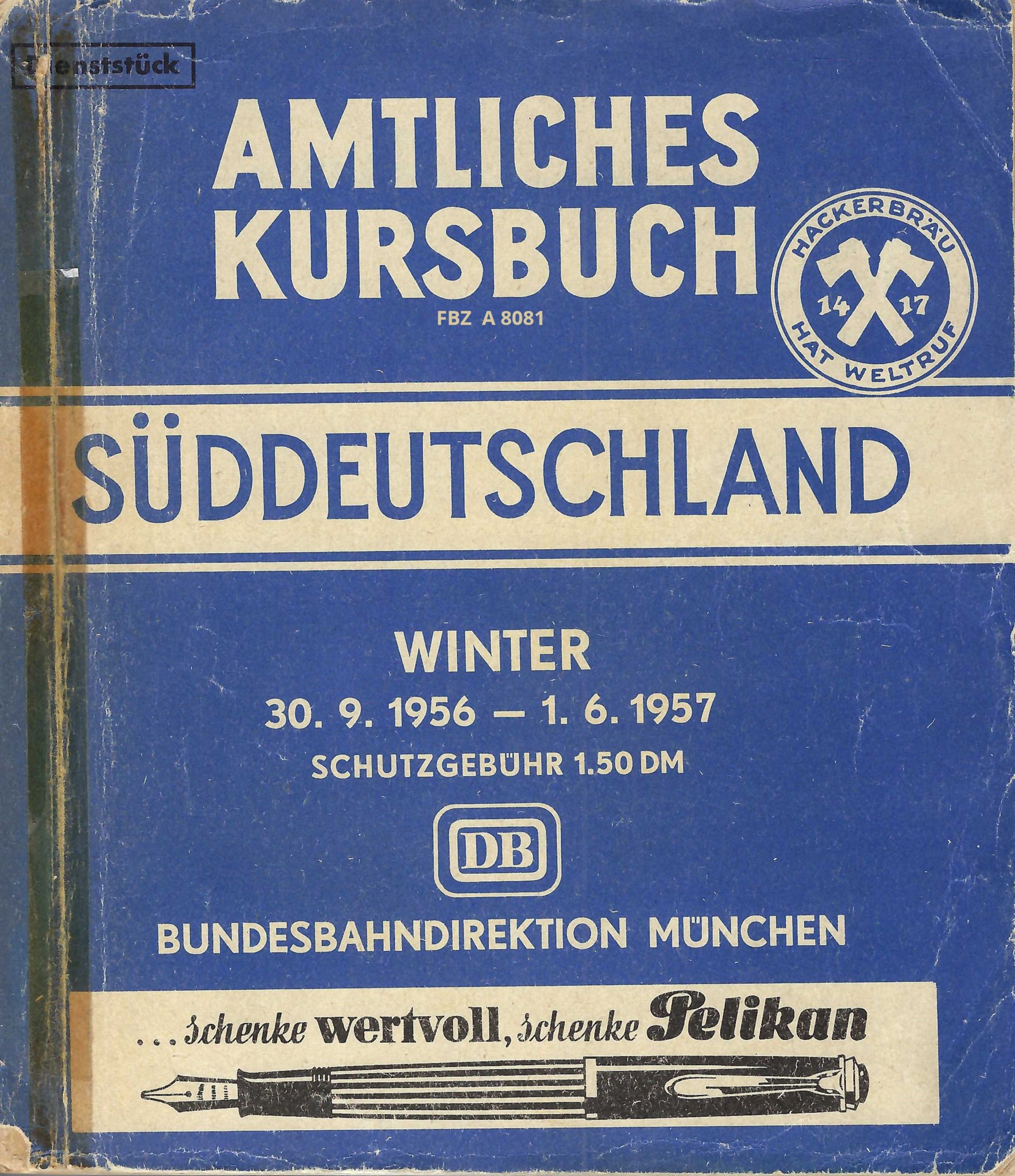 Bild von Amtliches Kursbuch Süddeutschland Winter 1956/57