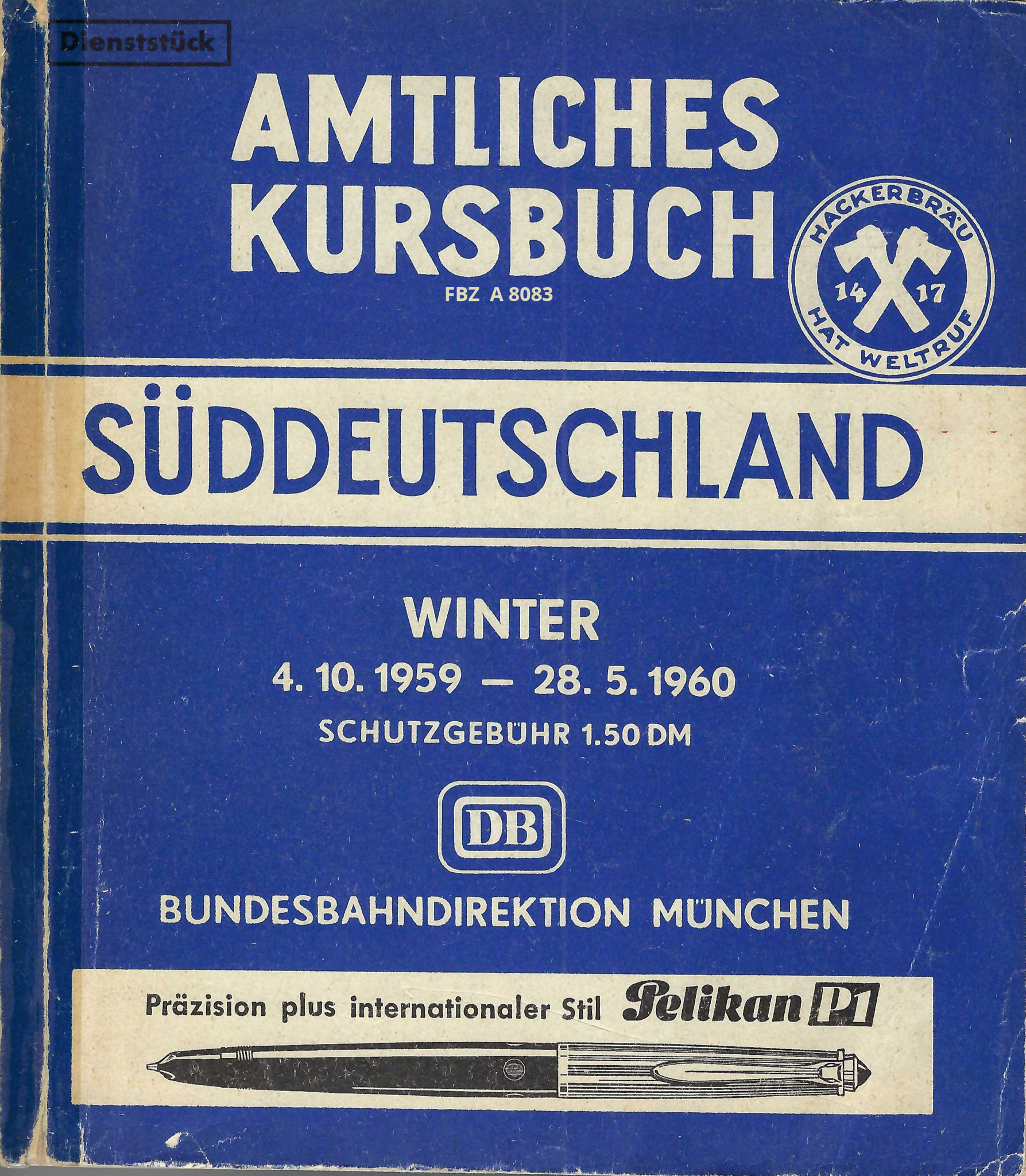 Bild von Amtliches Kursbuch Süddeutschland Winter 1959/60
