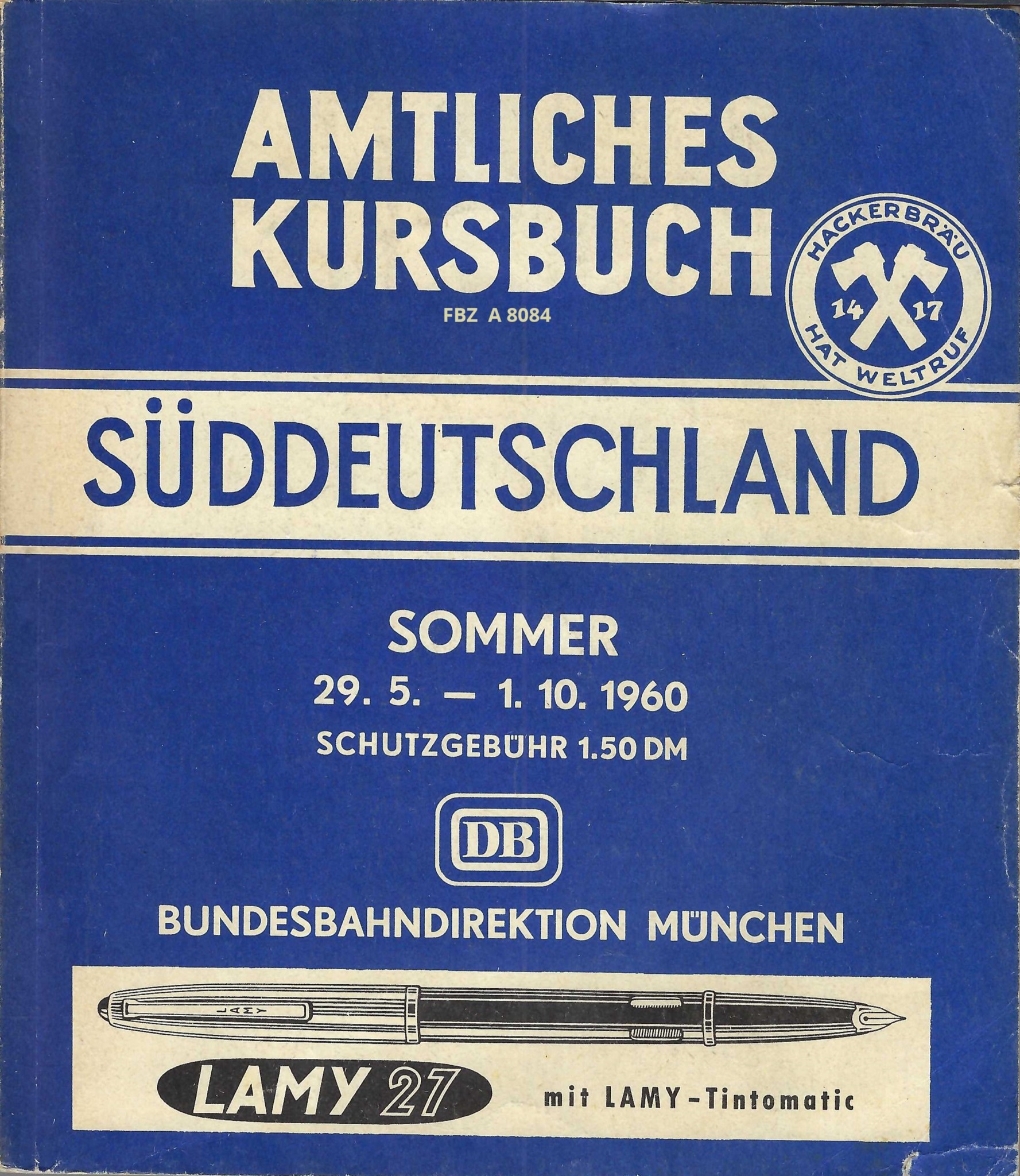 Bild von Amtliches Kursbuch Süddeutschland Sommer 1960