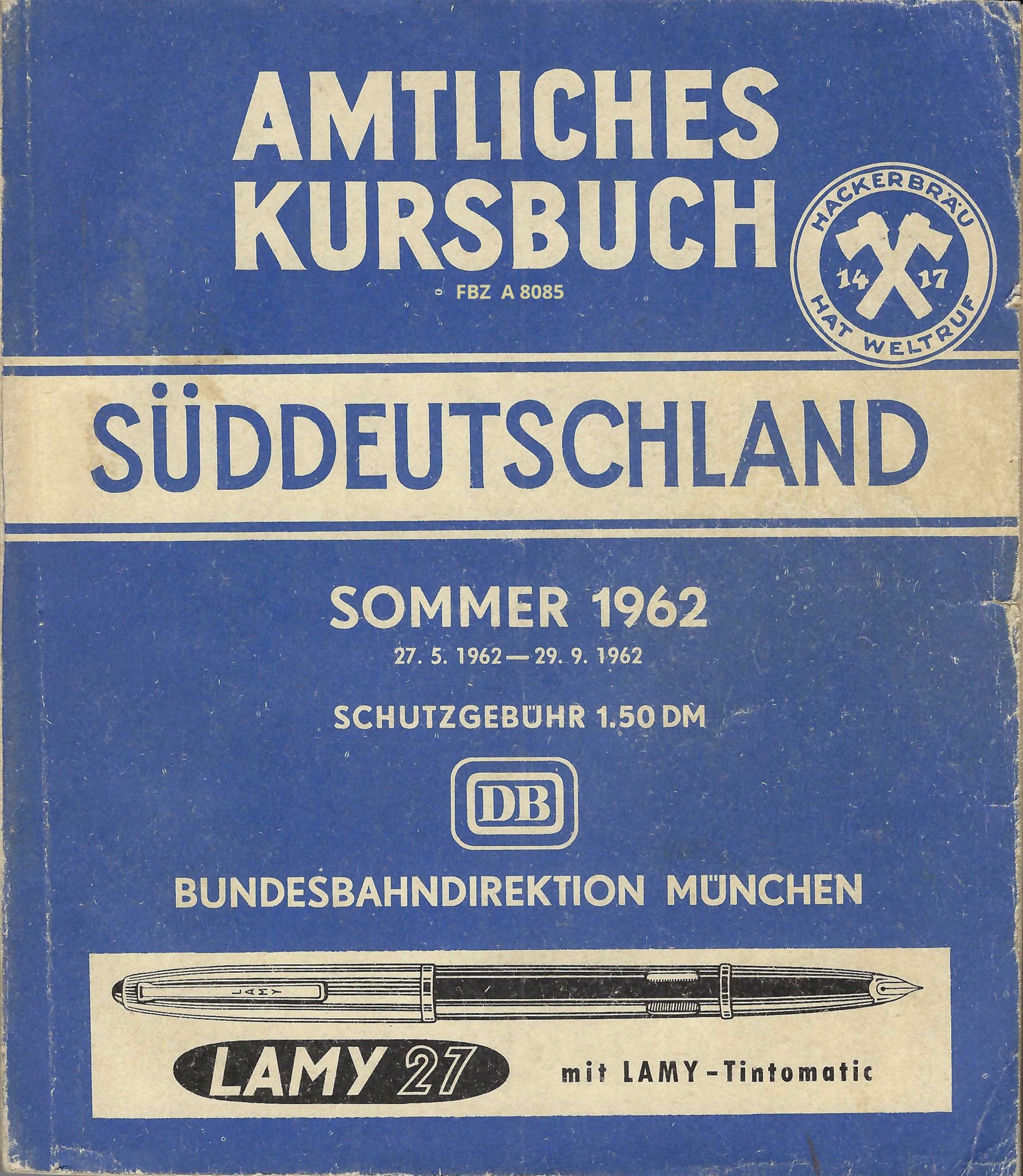 Bild von Amtliches Kursbuch Süddeutschland Sommer 1962