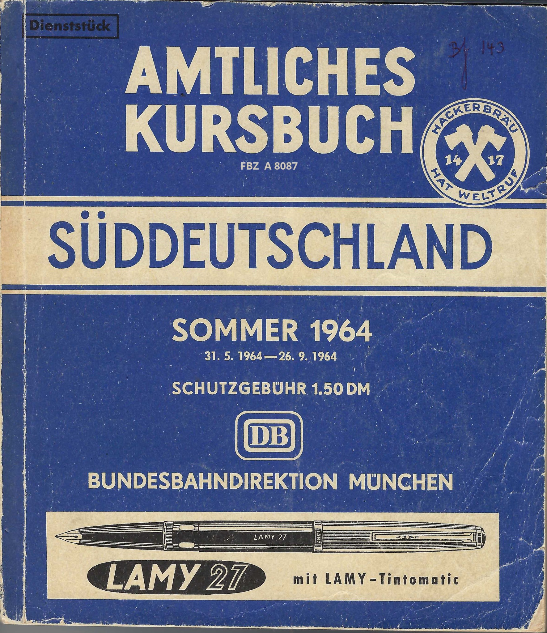 Bild von Amtliches Kursbuch Süddeutschland Sommer 1964