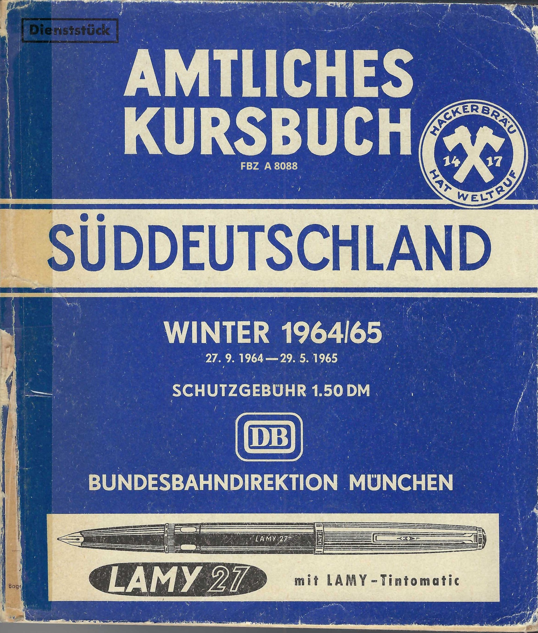 Bild von Amtliches Kursbuch Süddeutschland Winter 1964/65