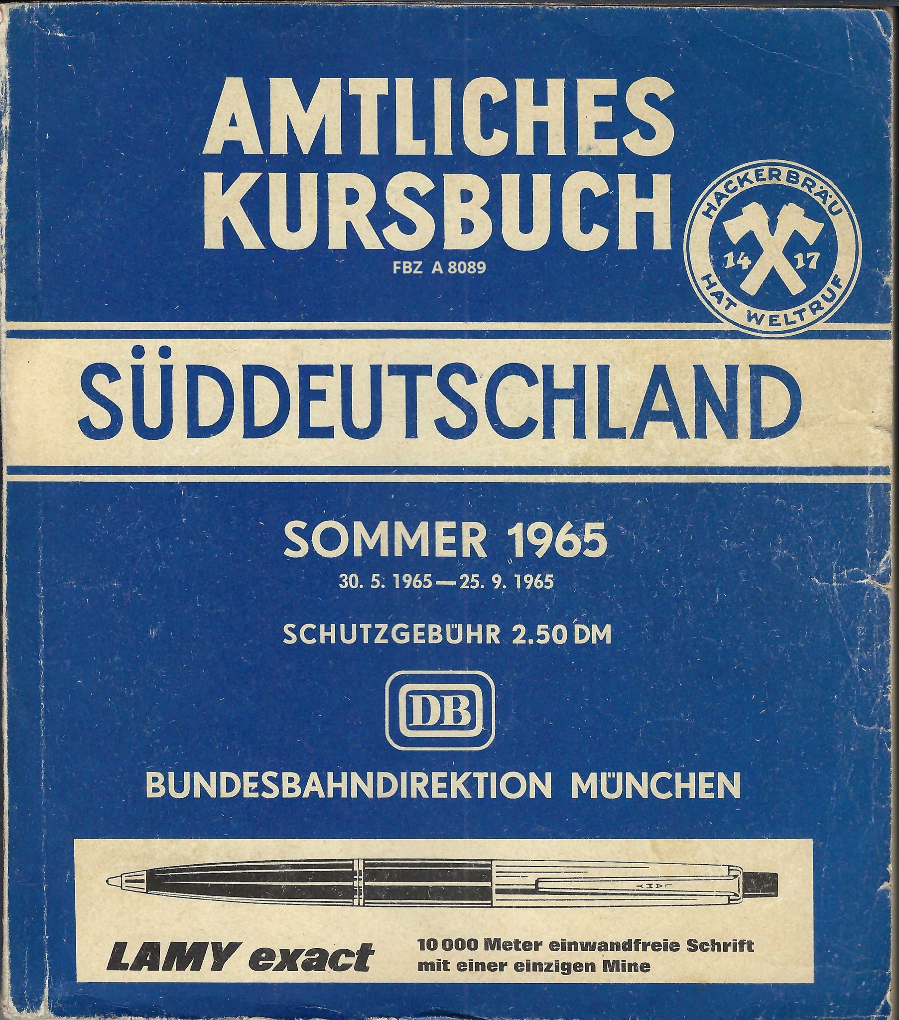 Bild von Amtliches Kursbuch Süddeutschland Sommer 1965