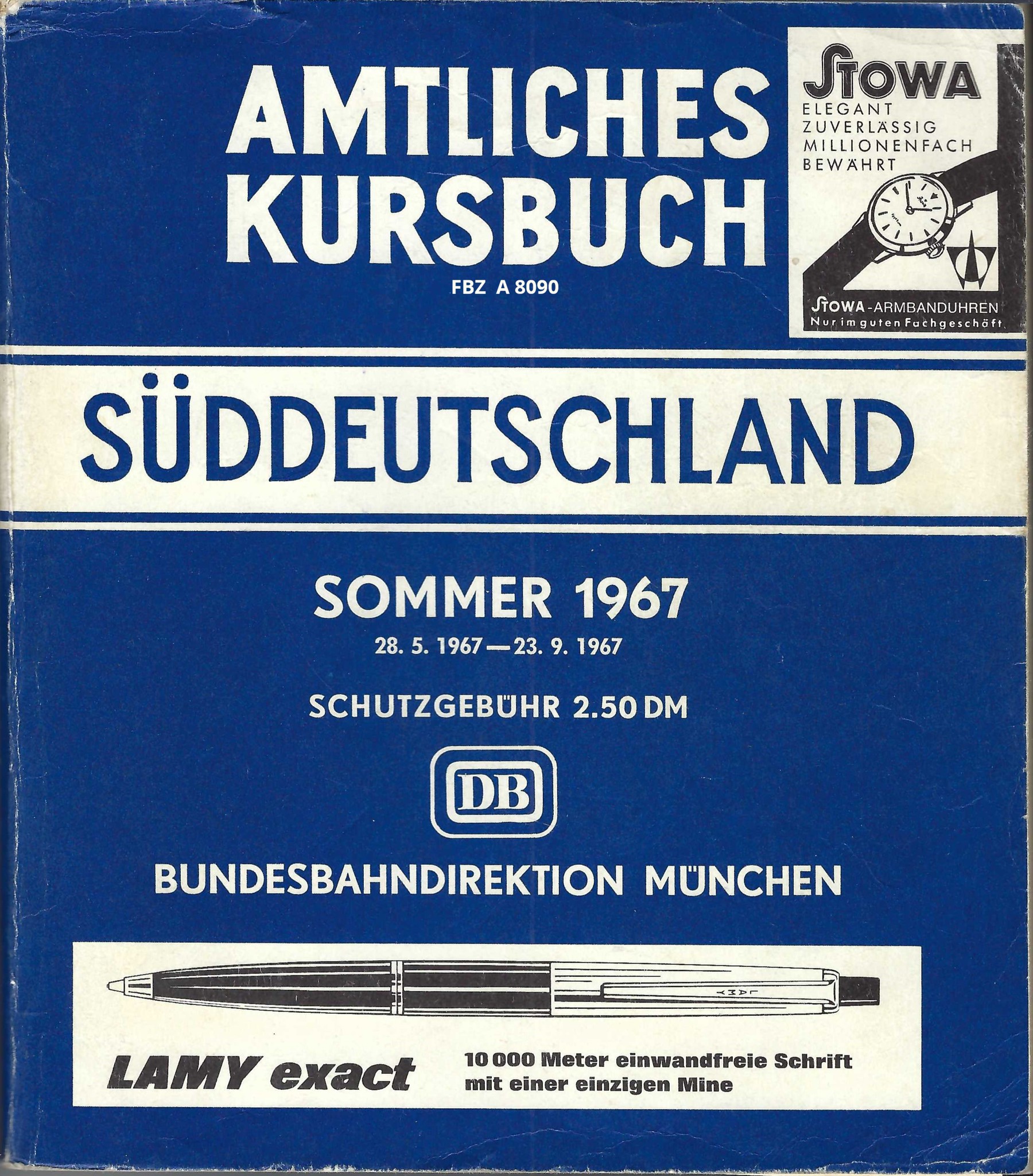 Bild von Amtliches Kursbuch Süddeutschland Sommer 1967