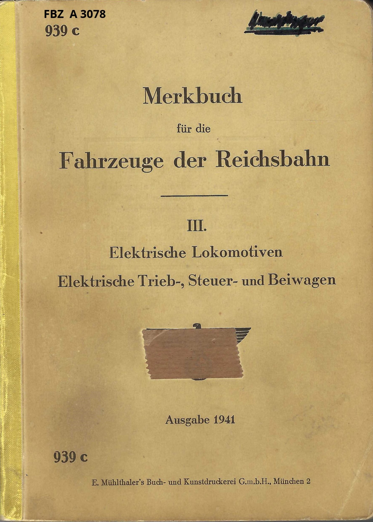 Merkbuch für die Fahrzeuge der Reichsbahn - Band III