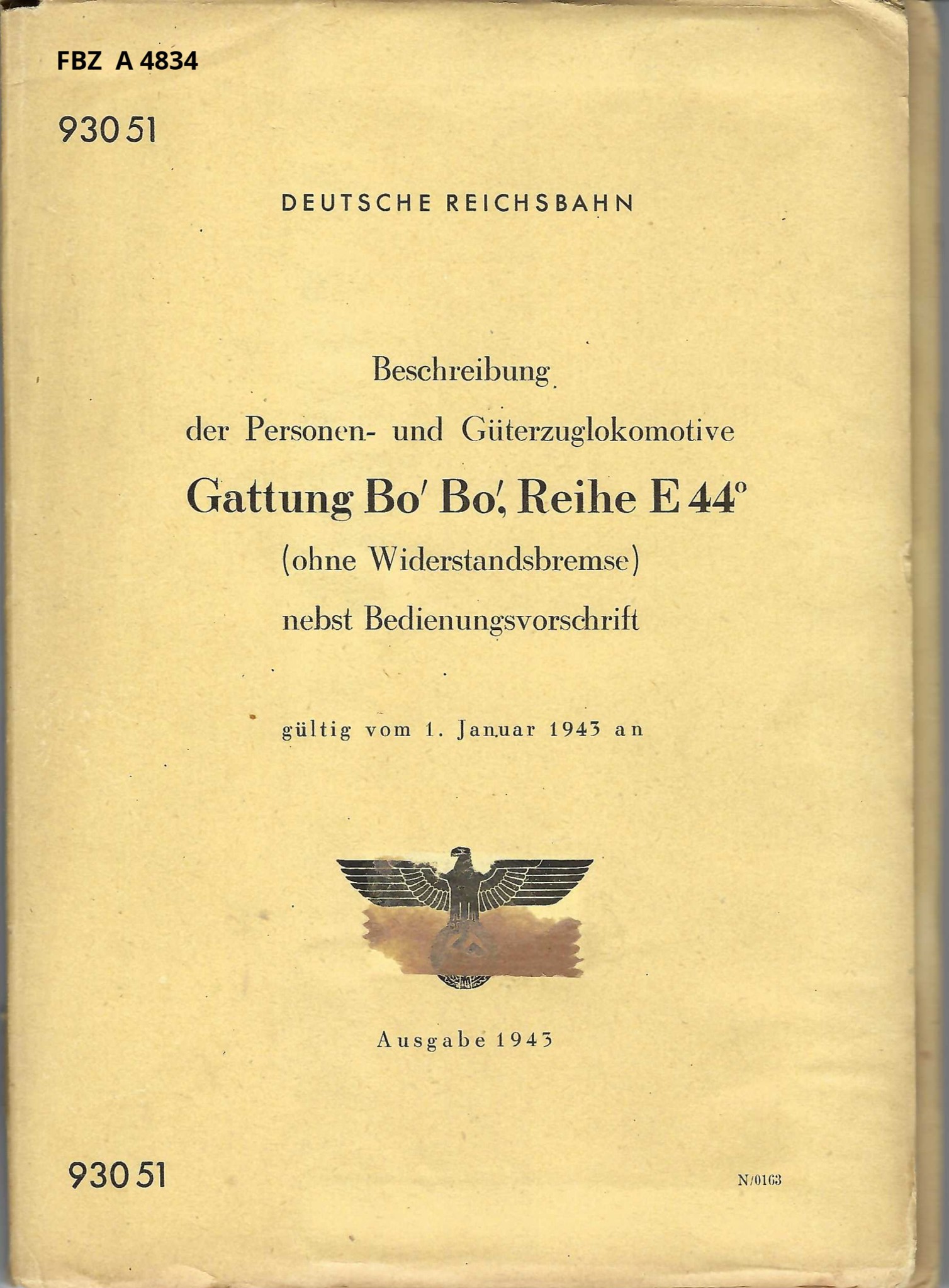 Bild von Beschreibung der Personen- und Güterzuglokomotive Gattung Bo´ Bo´ Reihe E 44.0