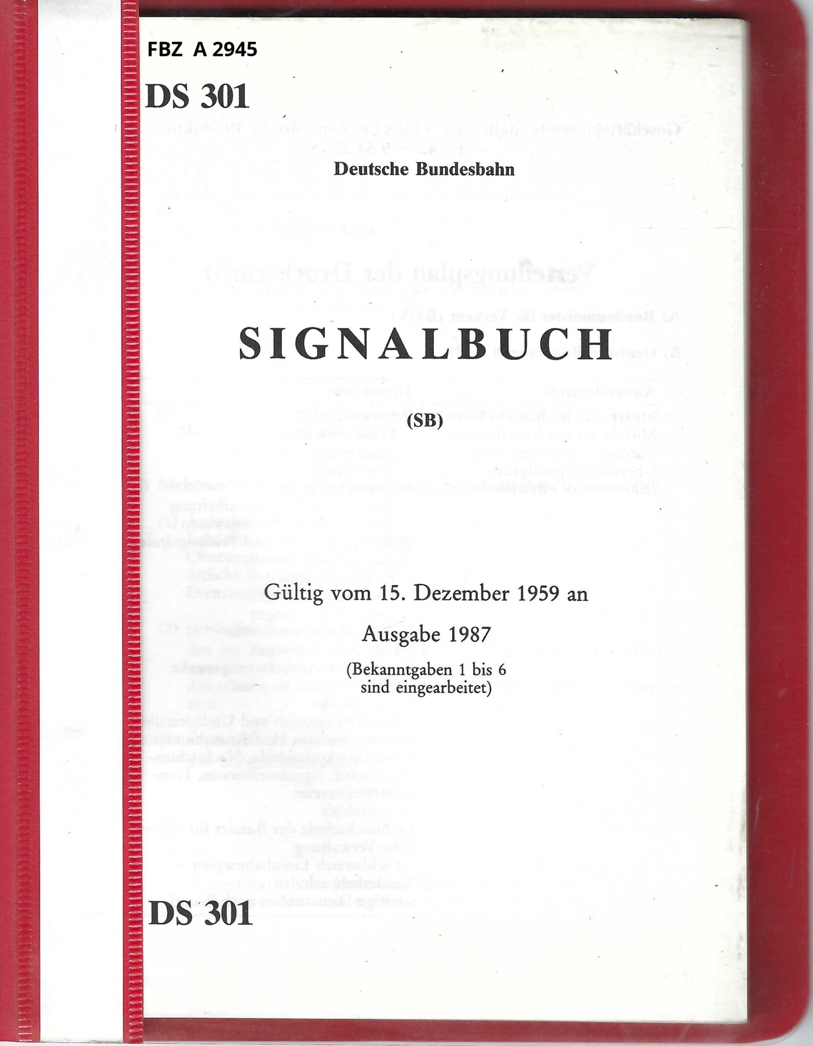 Bild von Signalbuch (SB) DS 301 Ausgabe 1987