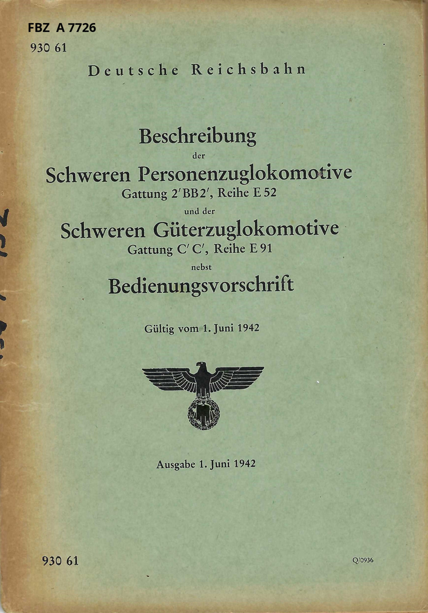 Bild von Beschreibung der Schweren Personenzuglokomotive E 52 und Güterzuglokomotive E 91