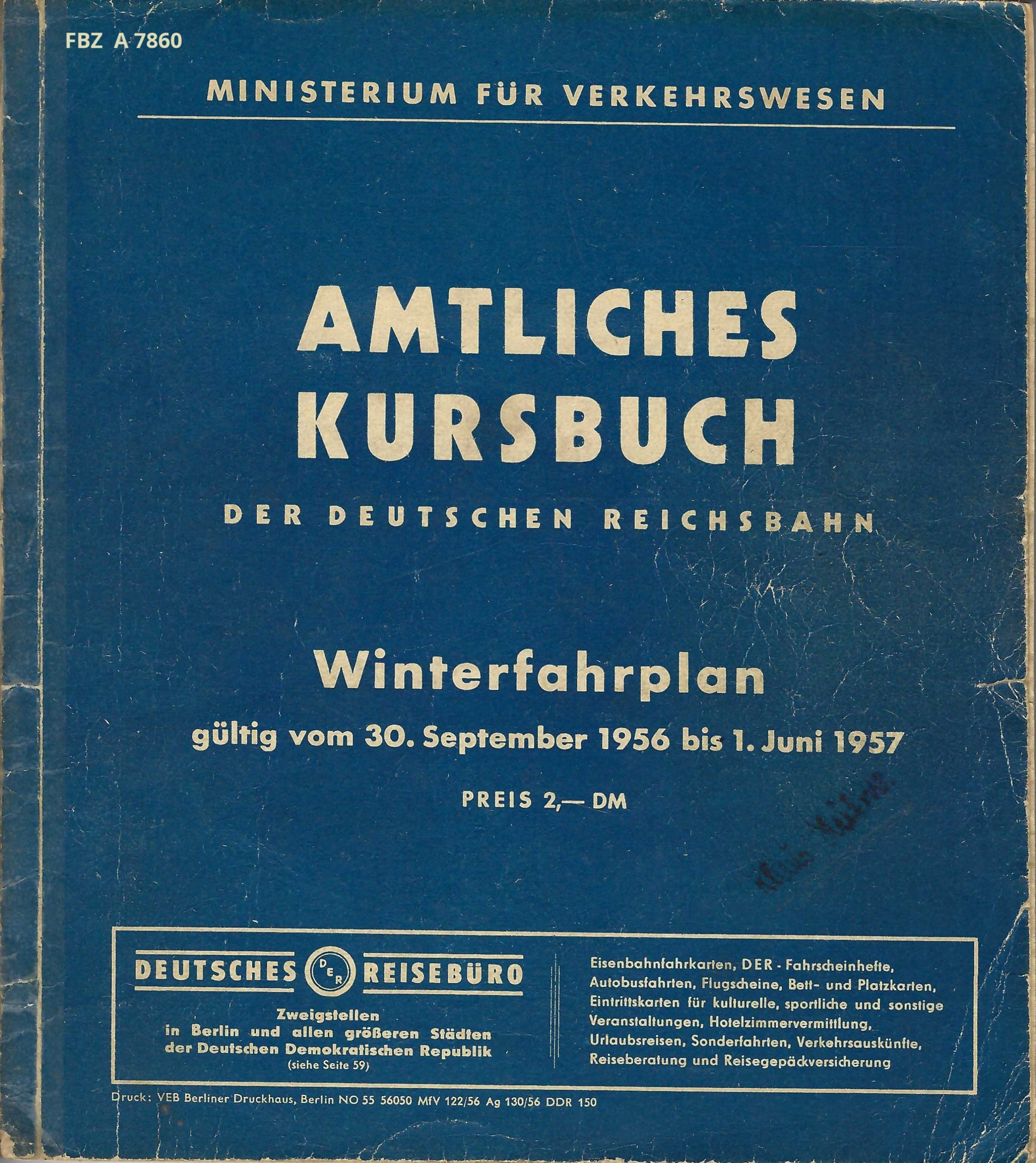 Bild von Amtliches Kursbuch der Deutschen Reichsbahn - Winterfahrplan 1956/57