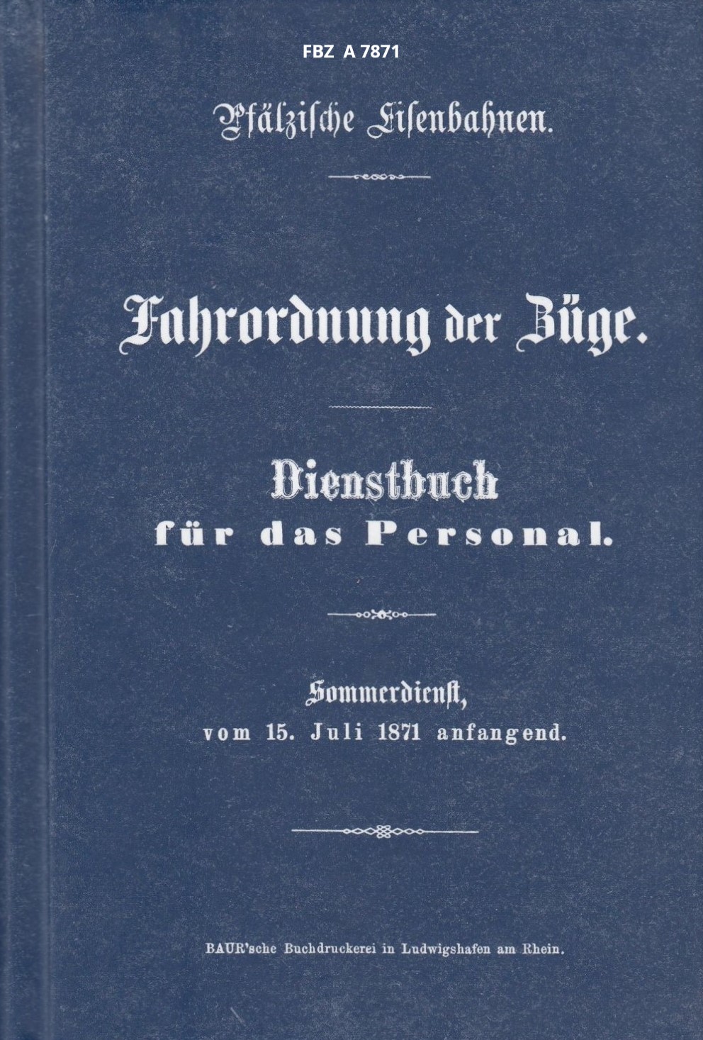 Bild von Pfälzische Eisenbahnen - Fahrordnung der Züge